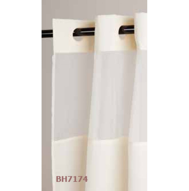 71 x 74 SHOWER CURTAINS WHITE SATIN STRIPE W/WINDOW - StarTex
