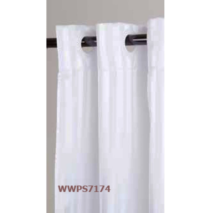 71 x 74 SHOWER CURTAINS WHITE  DOT PRESS ROUND W/ SHEER VOILE WINDOW - StarTex