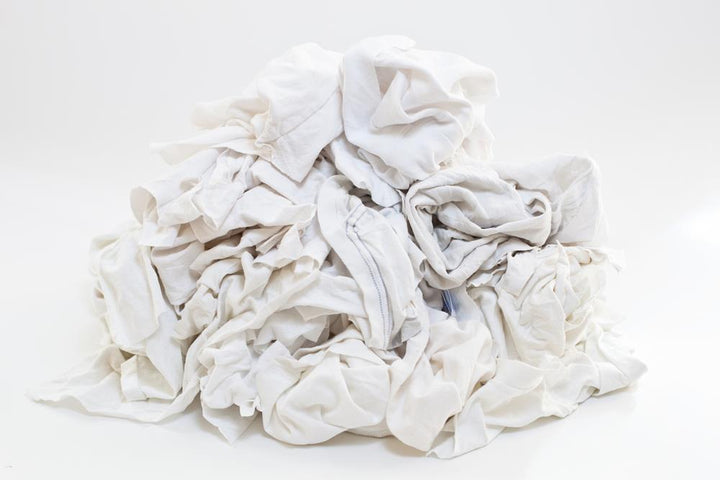 Bulk White Recycled T-Shirt Rags 25lb Case - StarTex